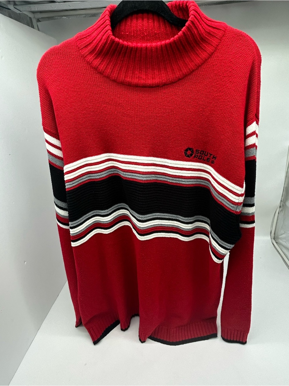 Vintage South Pole Red Striped Turtleneck Sweater 2XL